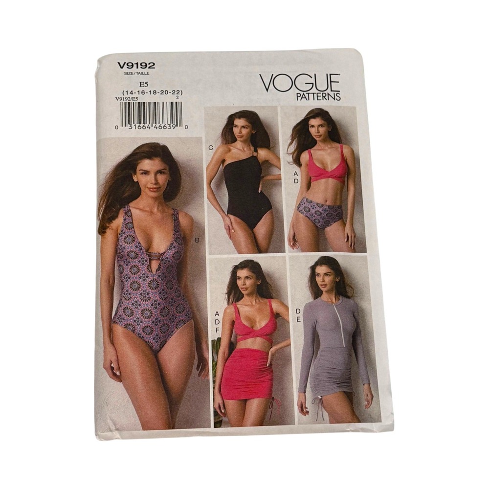 Vogue Sewing Pattern V9192 Swimsuit Bikini Cover-Up Multi-Size E5 14-22 New